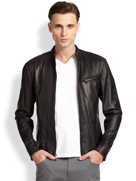 michael kors black leather jacket mens|michael kors leather jacket macy's.